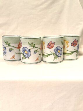 Coventry Fine Porcelain Secret Garden Coffee Tea Mug 4 Piece Set CottageCore